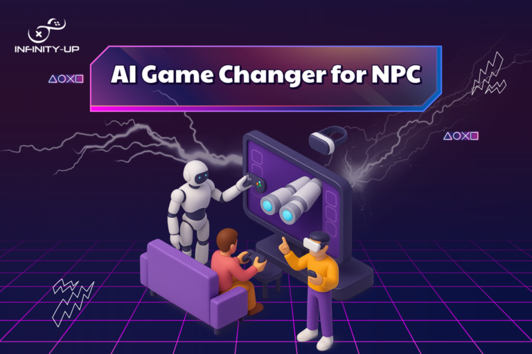 A depiction of NPCs in modern video games showing dynamic behavior, responding to player choices, and enhancing immersion through AI-driven interactions.